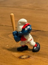 Vintage Smurf Baseball Players Set of 2 - Catcher and Batter PVC Figures — listing 6