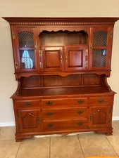Vintage Maple Two-Piece Hutch Desk with Scalloped Plate Rack — listing 4