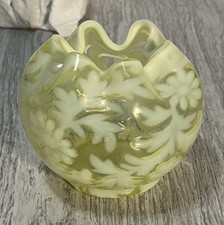 Victorian Uranium/Vaseline Opalescent Glass Rose Bowl with Draped Swag Pattern Yes, it glows — listing 6