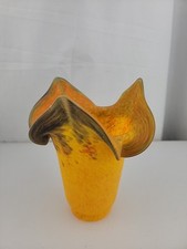 Three-Light Tulip Lily Table Lamp with Murano-Style Art Glass Shades and Figural Butterfly Bronze-Tone Base — listing 3