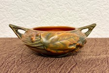 Roseville Pottery Bushberry Pattern Two-Handled Console Bowl in Brown — listing 3