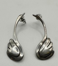 Vintage Sterling Silver Swan Figural Salt Cellar / Open Dish with Cut Glass Body Single piece — listing 3