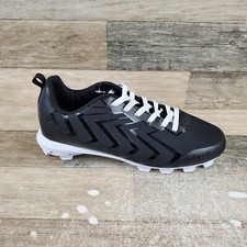 Rawlings TuffTex Mid-Top Molded Baseball Cleats, Black/Silver — listing 6