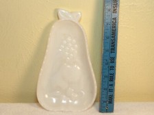Vintage Milk Glass Pear-Shaped Dish with Embossed Grape Cluster — listing 2