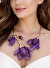 Statement Floral Cabochon & Rhinestone Necklace and Bracelet Set — listing 3