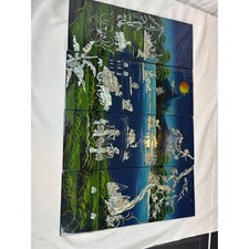 Vietnamese Lacquer Panel with Mother-of-Pearl Inlay, Rice Field Farmers Scene, listing 6