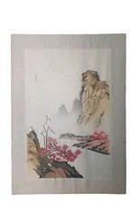 Vintage Chinese Silk Painting of Magpies and Plum Blossoms, Framed with Brocade Border — listing 3