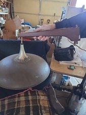 Mid-Century Modern Swing-Arm Floor Lamp with Walnut Stem, Brass Tulip Base and Milk Glass Diffuser