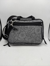 Thirty-One Gray Quilted Poppy Double Zip Cosmetic/Travel Organizer Bag