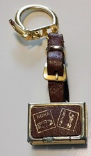 Vintage Gold-Tone Ornate Floral Engraved Round Hinged Locket Keychain — listing 5
