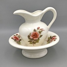 Antique Victorian Floral Transferware Wash Pitcher (Ewer) — listing 6