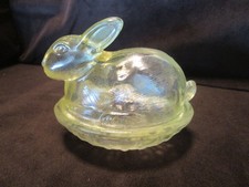 Yellow Glass Bunny on Nest Covered Candy Dish, 4.5 inch — listing 2