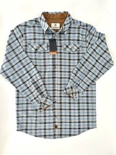 Legendary Whitetails Men's Hooded Quilted-Lined Flannel Shirt Jacket, Blue Plaid, Size SM — listing 3