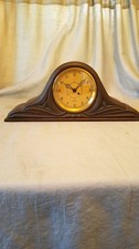Vintage Electric Tambour Mantel Clock, Napoleon Hat Style, Walnut Case — listing 3