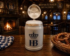 Hofbräuhaus München (HB) Salt-Glaze Stoneware 1 Liter Beer Stein / Masskrug