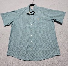 Cinch Men's Short Sleeve Button-Down Western Shirt, Blue/Yellow Geometric Diamond Print, Size XXL