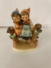 Goebel Hummel #179 Coquettes Figurine — Two Girls on Fence with Birds — listing 2