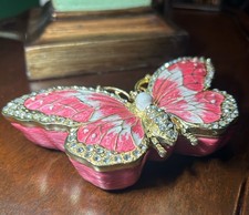 Pink Round Trinket Box with Gold Butterfly Lid — listing 3