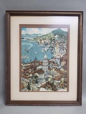 Framed Coastal Village Art Print "The Fisherman's Retreat" - Pencil-Signed and Titled — listing 4