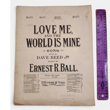 "Love Me and the World Is Mine" Framed Charles Twelvetrees-Style Children's Print in Red Wood Frame — listing 6