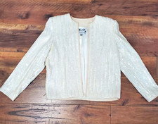 Vintage Nolan Miller Black Iridescent Sequin Evening Jacket, Size 16