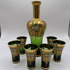 Bohemian Green Cut-to-Clear Cased Glass Decanter with Stopper — listing 3