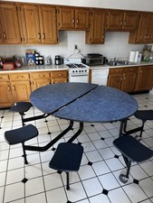 Vintage SICO Folding Utility Table with Woodgrain Laminate Top, 16" x 32" — listing 2