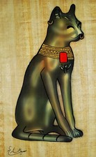 Egyptian Hand-Painted Papyrus - Queen Nefertari with Goddess Isis (or Hathor) — listing 4