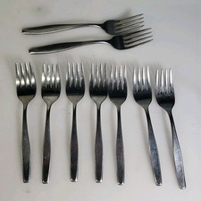Vintage Stainless Steel Dinner & Salad Forks with Floral Scroll Handle Pattern (Set of 18) — listing 4