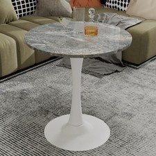 Vintage Mid-Century Italian-Style Marble Top Coffee Table with Mahogany Curved-Leg Base and Lower Shelf — listing 2