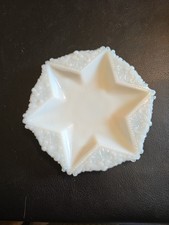 Antique Victorian Milk Glass 6-Point Star Trinket Dish with Beaded Fleur-de-Lis Border — listing 6