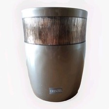 Croscill Home Ceramic Bathroom Wastebasket / Trash Can with Gold Floral Motif and Quilted Base — listing 2