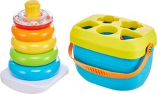Vintage Fisher-Price Baby's First Blocks Shape Sorter (yellow/blue) with Blocks Partial set — listing 6