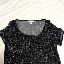 Liz Claiborne Women's Black & White Polka Dot Blouse, Size XXL — listing 4