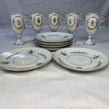 Cream Porcelain Demitasse Cup & Saucer with Gold Bee Motif and Gold Trim — listing 3