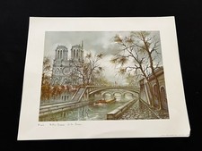 Vintage Framed Print/Watercolor 'Paris - Notre Dame et les Bouquinistes' after M. Legendre Flat printed reproduction — listing 4