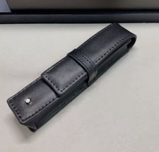 Montblanc Black Leather Zip Pouch / Clutch with Wristlet Strap — listing 2
