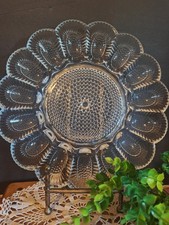 Vintage Hobnail Glass Deviled Egg Plate with Ceramic Chicken Salt & Pepper Shakers — listing 4