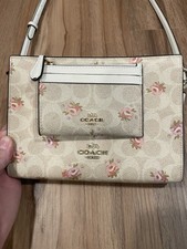 Coach Signature Jacquard Crossbody Bag with Brown Leather Trim — listing 2