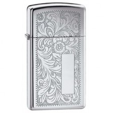 Zippo Slim Venetian Floral Scroll Chrome Pocket Lighter — listing 3