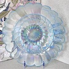 Hand-Blown Optic Swirl Glass Ewer / Decanter with Frosted Applied Handle and Ball Stopper — listing 2