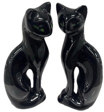 Pair of Mid-Century Ceramic Stylized Cat Figurines with Bow Ties — listing 5