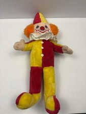 Vintage Plush Clown Stuffed Toy with Blue & Yellow Jester Hat and Satin Ruffle Collar — listing 3