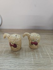 Vintage Hand-Painted Ceramic Jug-Form Salt & Pepper Shakers in Basket Motif — listing 4