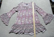 American Eagle Outfitters Boho Bell-Sleeve Lace-Up Peasant Top, Size M, Dusty Purple — listing 5
