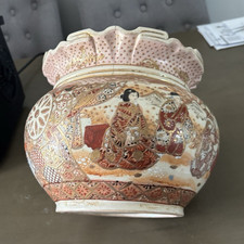 Japanese Satsuma-Style Moriage Baluster Vase with Figural Landscape Panel — listing 3