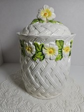 Vintage Gold Daisy Ceramic Kitchen Set - Creamer, Sugar Bowl, Cookie Jar, and Planter — listing 3