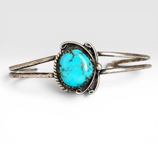 Vintage Hand-Wrought Turquoise Cuff Bracelet — listing 3