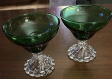 Anchor Hocking Forest Green Boopie Burple Footed Iced Tea Glasses Set of 5 — listing 5