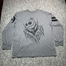 Disney The Nightmare Before Christmas Jack Skellington 'Pumpkin King' Pinstripe Long Sleeve Shirt, Size SM